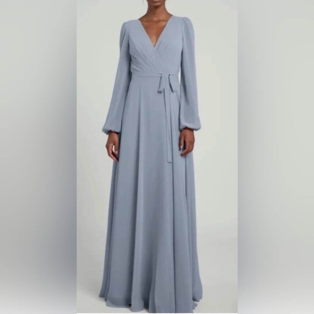 Jenny Yoo Long Sleeve Dress in Light Blue